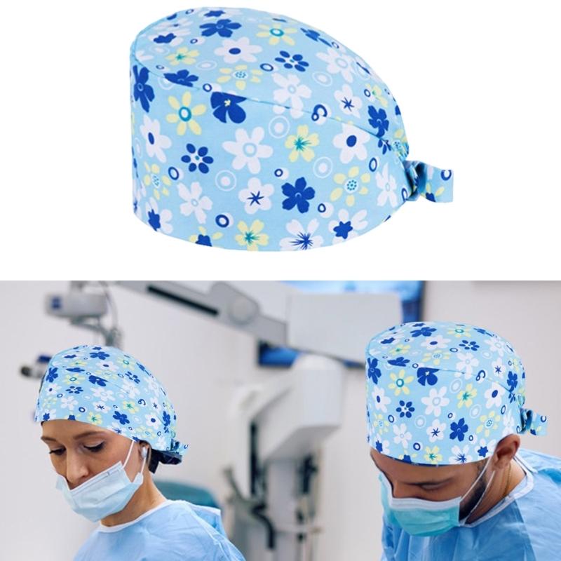 Comfortable Breathable Cotton Print Surgical Cap Adjustable Elastic Skull Cap for Medicinal Professionals