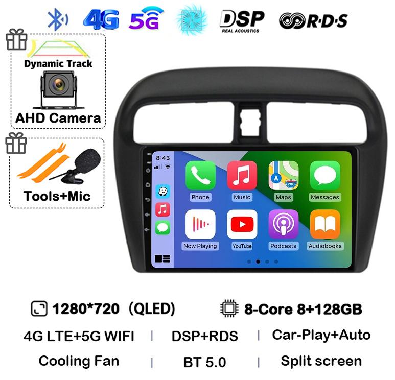 Android 14 Carplay Auto WIFI+4G For Mitsubishi Mirage Attrage 2012 - 2018 Car Radio Multimidia Video Player GPS Stereo Head Unit