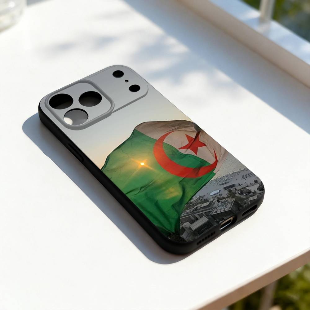 Algeria Flag Cool Phone Case For iPhone 17,16,15,14,13,12,11,Pro,Max,Plus,E,SE4,Air,Mini Black Soft Cover