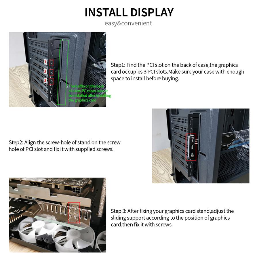 RGB25 Suport Placă Grafică RGB Colorat Orizontal Alimentare 4 pini cu Lumină LED Suport Placă