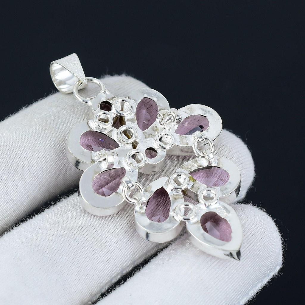 Pink Kunzite Gemstone Pendant In 925 Sterling Silver - Pink Kunzite Handmade Flower Design, Perfect for Gifts, Parties, and Everyday Elegance