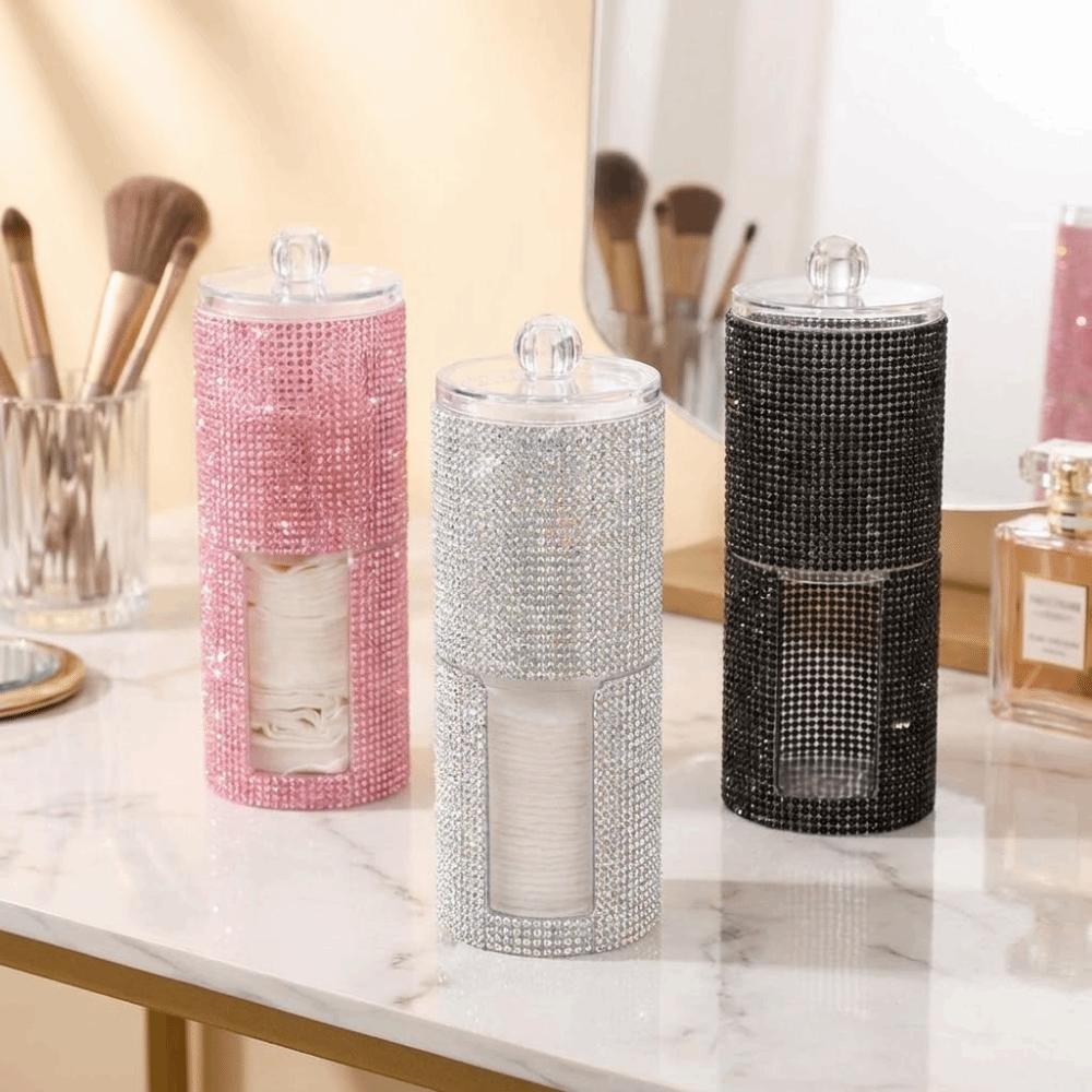 Plastic Double-Layer Cotton Swab Holder 2 in 1 Cotton Pad Organizer Bathroom