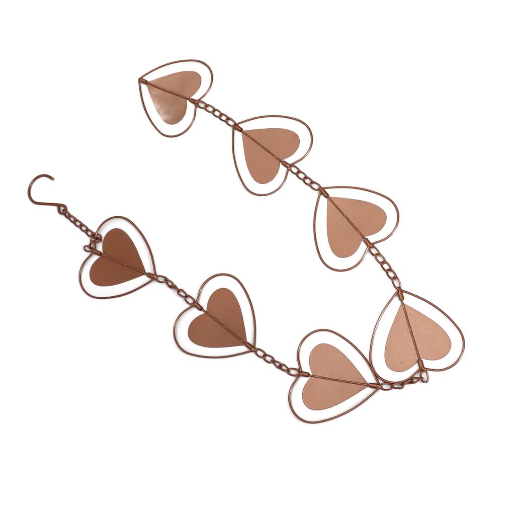 Metall Regnkjede Dreneringsfunksjon Dekorativ Hjerteformet Vindklokke med Krok for Balkong Terrasse