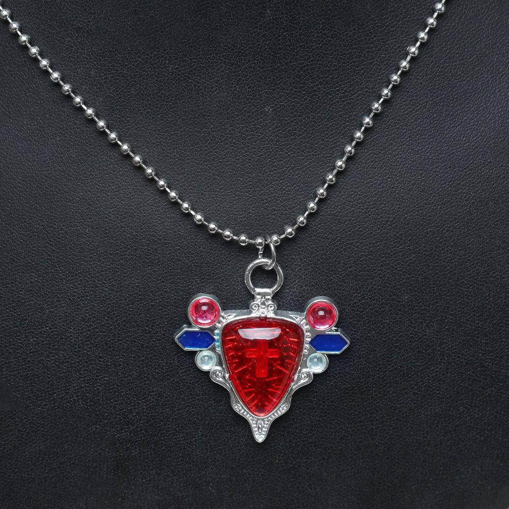 JoJo's Bizarre Adventure Red Stone of Aja Necklace & Brooch Accessories for Joseph Cosplay.