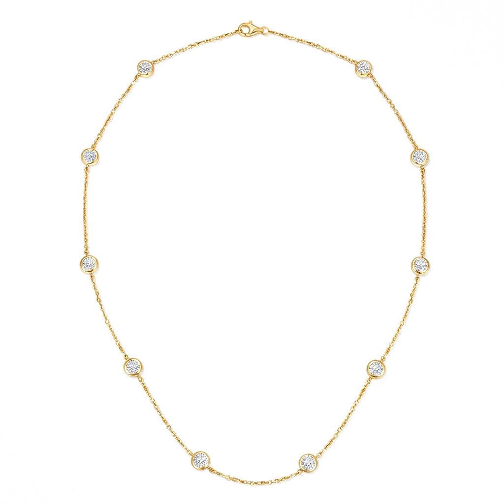 European & American 4.0 Moissanite S925 Sterling Silver 18k Gold Bubble Layering Necklace 40cm