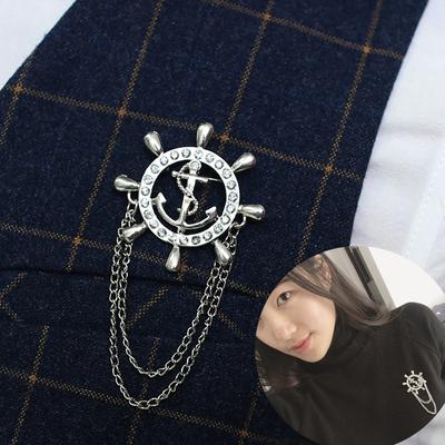 Z67 Rhinestone Anchor Brooch, Men'S Suit, Navy Rudder Badge, Exquisite And Elegant