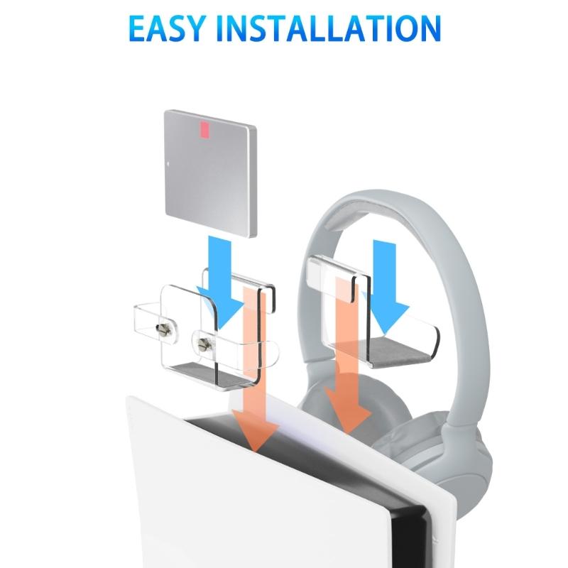 Supporto per Console Acrilico Trasparente Montato in Cima per Controller e Cuffie con Design a Doppio Gancio per un Facile Accesso