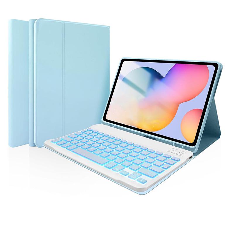 Compatible Protective Case with Seven-Color Backlit Detachable Bluetooth Keyboard for iPad Pro 11"/10.2", with Pen Slot.