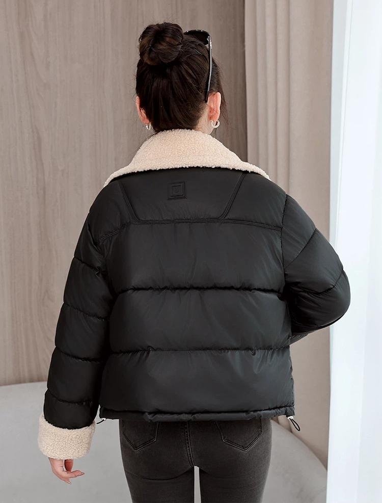 Women’s Short Lamb Wool Lapel  Winter Jacket