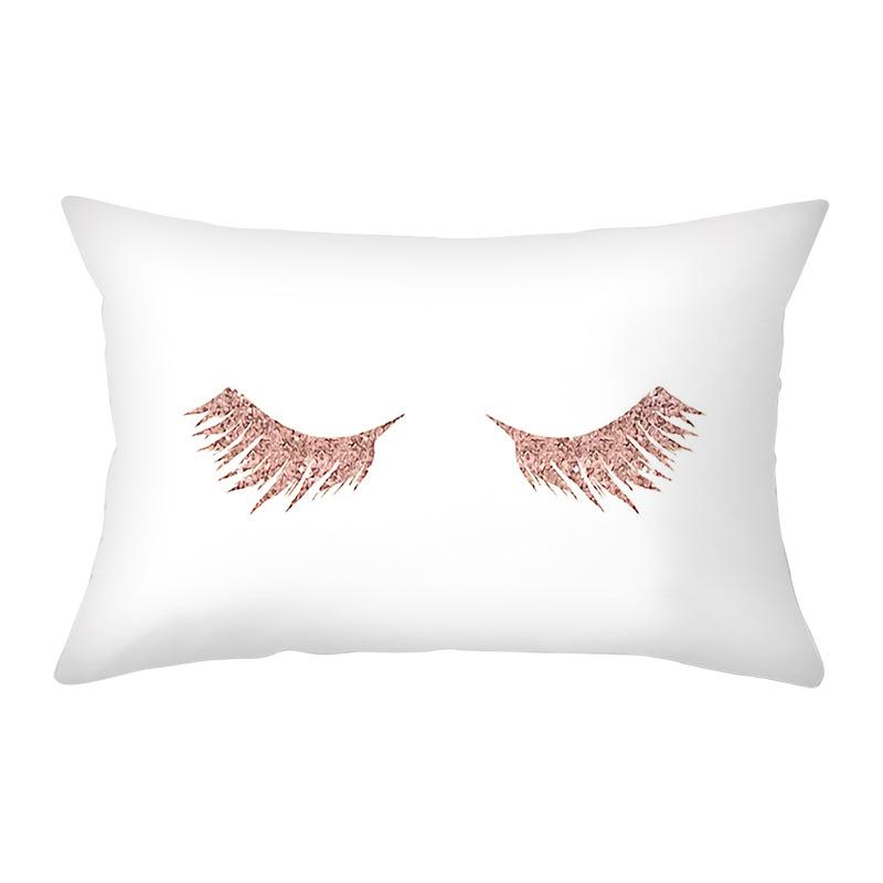 Peach Skin Waist Pillowcase Eyelash Print Cushion Cover Sofa Office Cushion Cover