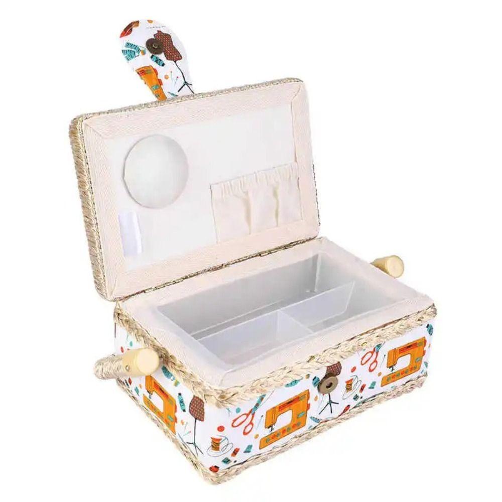 Fashion Fabric Craft Sewing Basket Retro Thread Needle Storage Basket Sewing Storage Box  Home