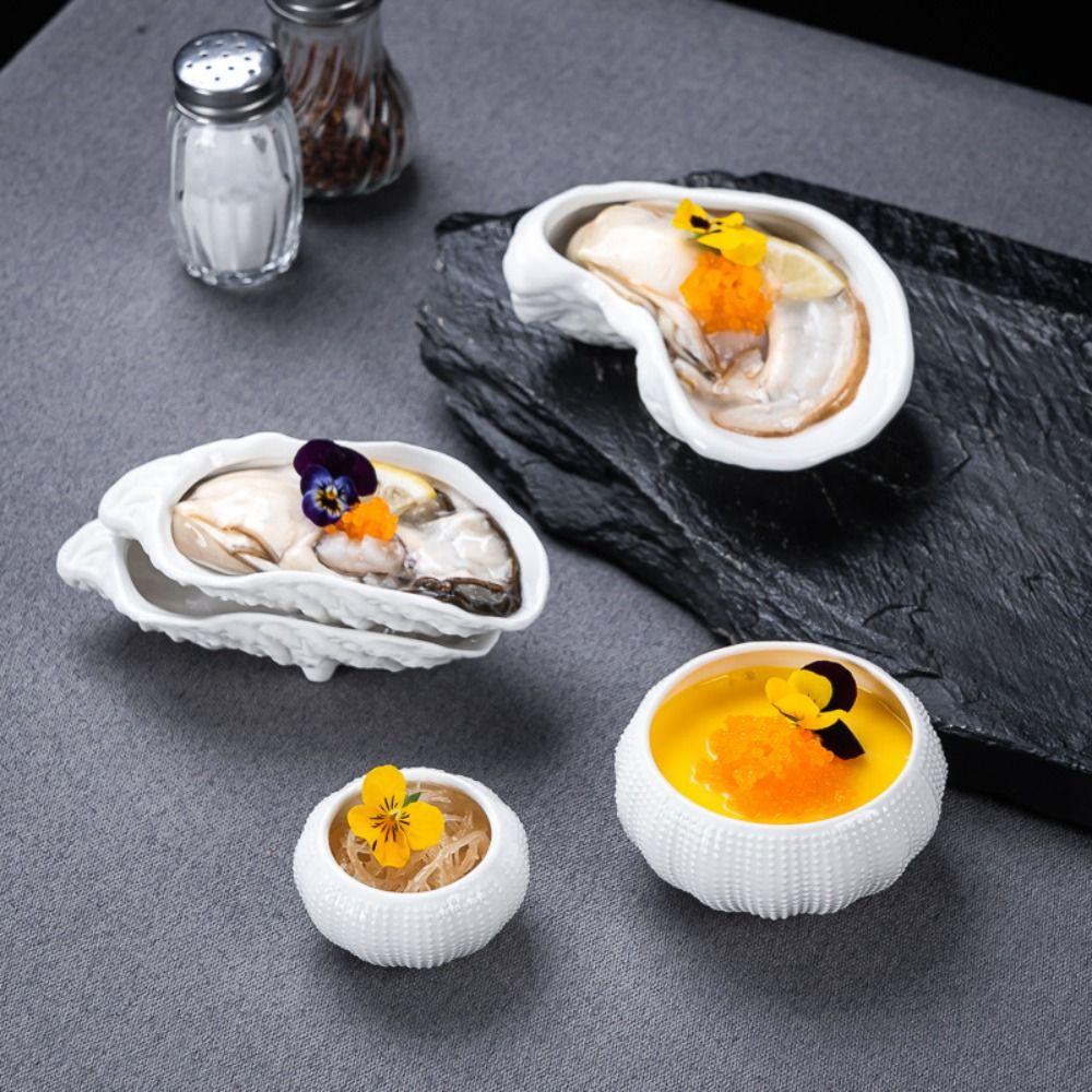 Ceramic Oyster Plate Irregular Storage Dish Kitchen Organizer Sushi Sashimi Plate Dim Sum