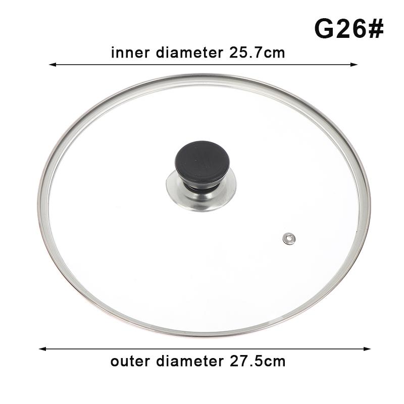 Visible Pot Cover Tempered Glass Pot Lid Stainless Steel Rimmed Pan Lid Spill Shatter-Proof Round Chef Glass Cover