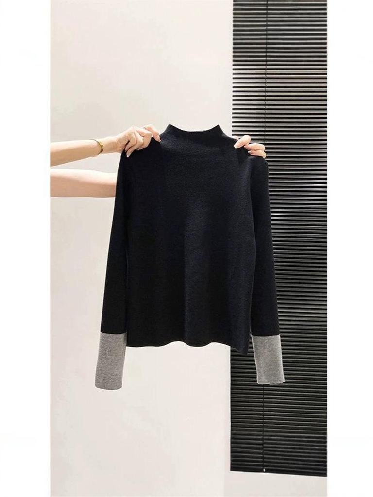 Women's Retro High Neck Knit Sweater: Slimming, Stylish, Elegant Base Layer for Autumn and Winter