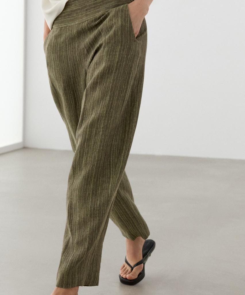 Masimodutti Corset Belt Detail Total Look Linen Pants