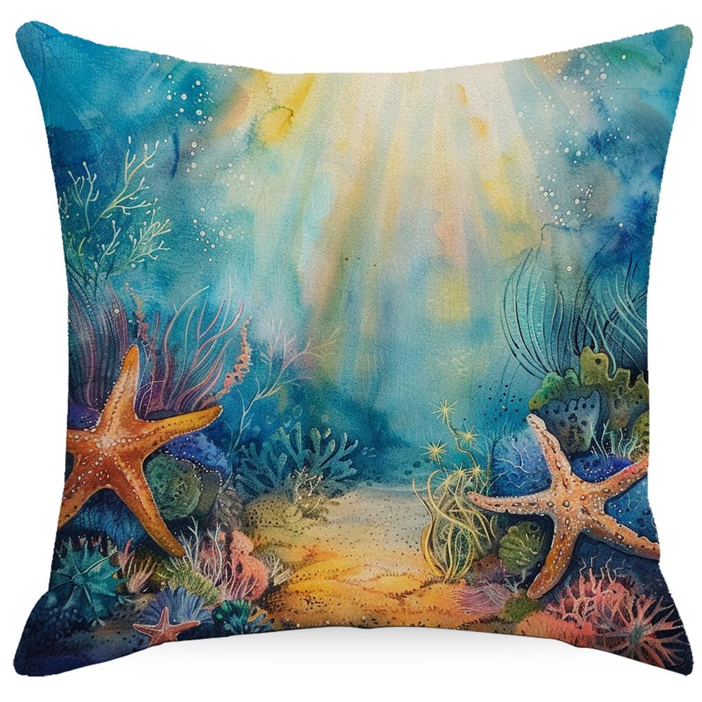 Colorful Marine Life Shell Pillowcase Summer Holiday Beach Hotel Decorative Cushion Cover