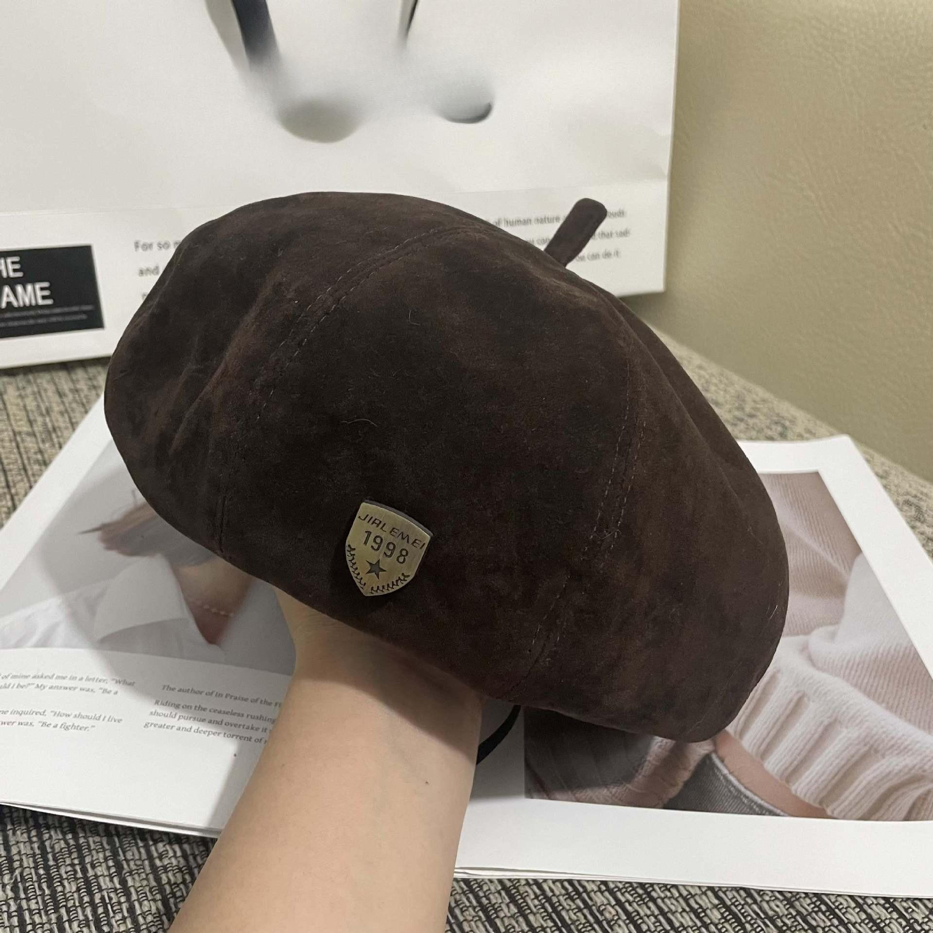 

Новые ретро и художественные металлические шляпы для осени и зимы, с маленькими восьмиугольными цветочными бутонами, шляпы художника, кепки газетчика и шляпки для девочек M（56-58cm）