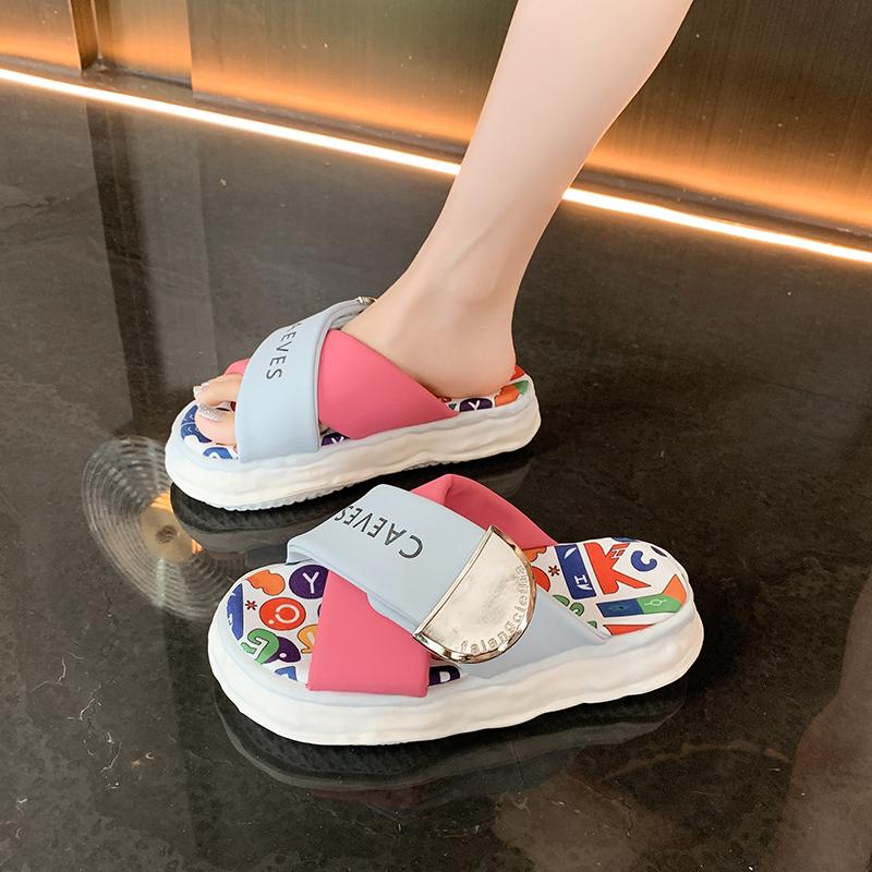 Fashion Women Slippers Comfy Cartoon Pattern Home Slippers Women Casual Indoor Soft Floor Shoes Fashion Platform Sandals Slides Women