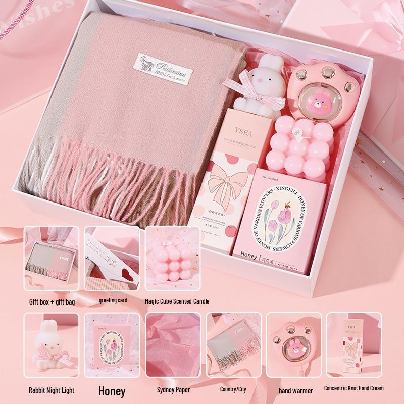 Autumn Winter Gift Set: Scarf & Insulated Cup for Her Birthday