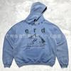 Mens Oversized Hooded Sweatshirt With Vintage Washed Print - Cotton Blend Loose Fit Streetwear