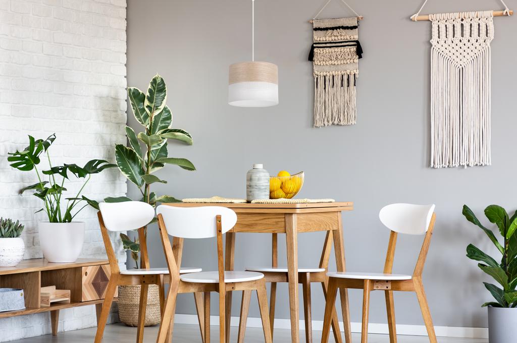 Single Hanging Lamp Classic Oak Veneer Lampshade 20Cm