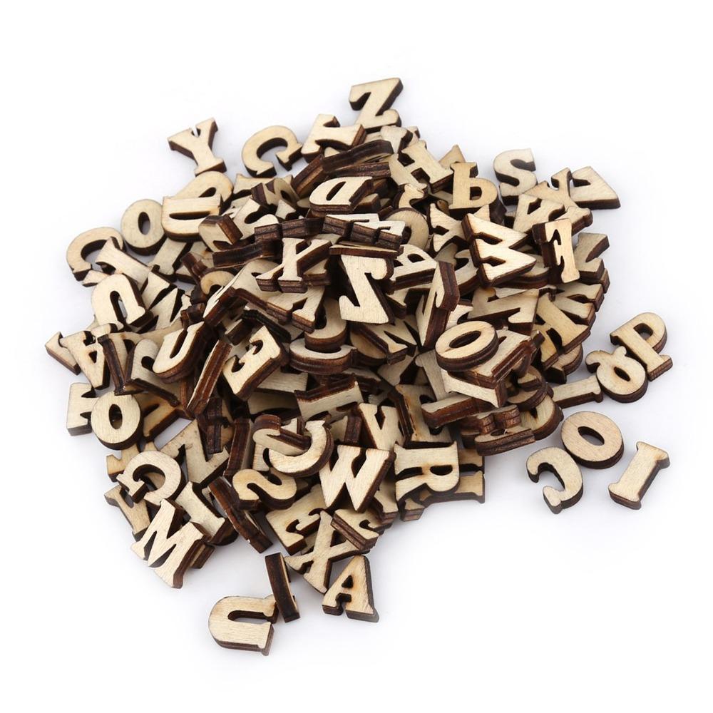 200pcs Unpainted Wooden Letters Brown DIY Decorations Wood Handmade DIY Wooden Alphabet  DIY Crafts