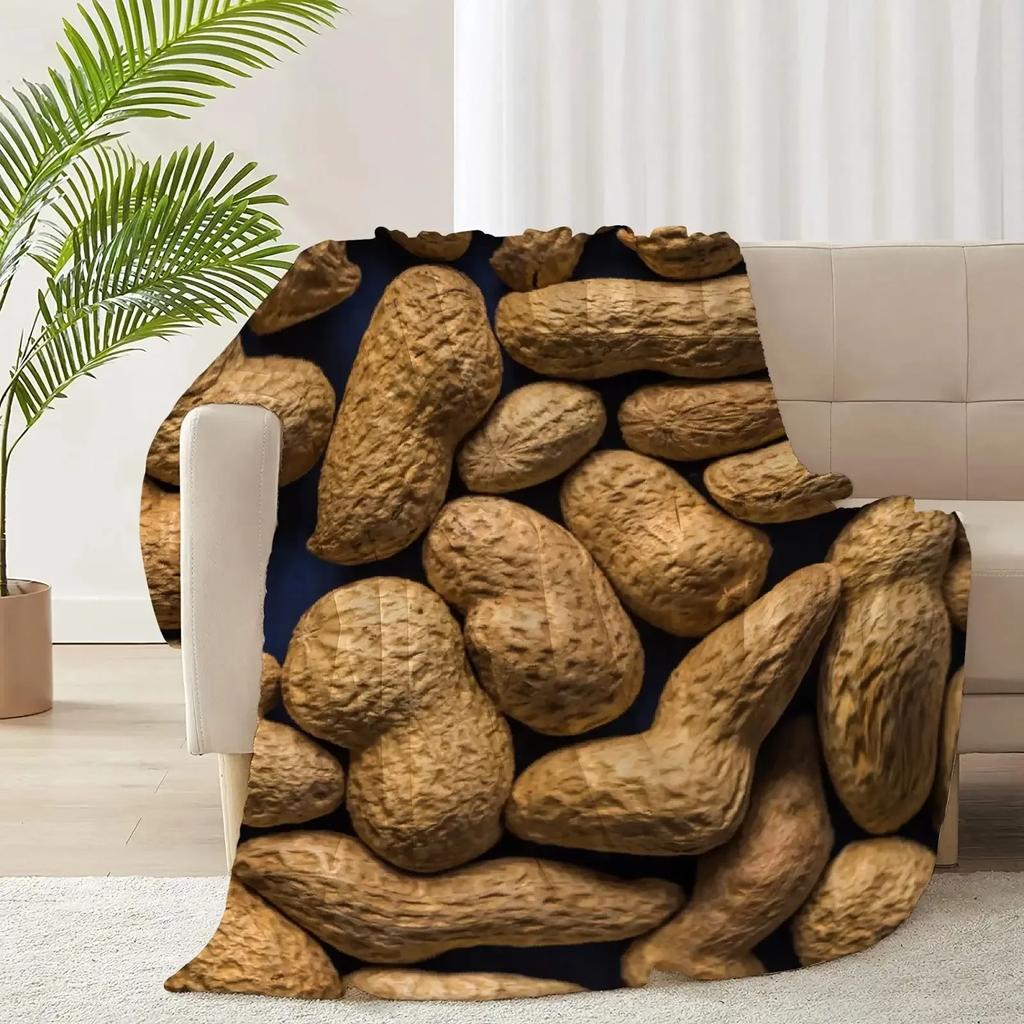 Food Vegetables Meat Pattern Flannel Throw Blanket for Sofa Couch Chair Bed Decor Lightweight Soft Warm Gifts for Teens and Kids