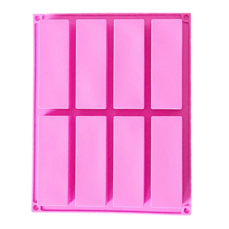 

8 Cavity Cake Mold Rectangular Chocolate Silicone Mould Soap Molds Baking Mould Ice Cube Mold DIY Kitchen Tools Decoration Molds рожевий