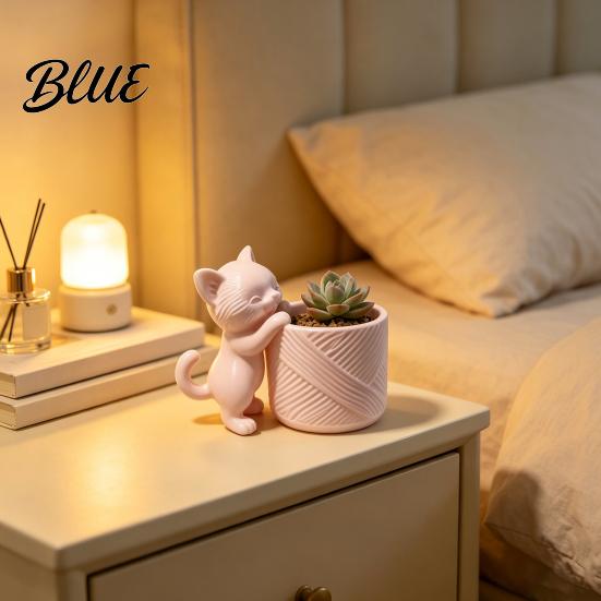 Mini Animal Flower Pot 3D Printed Cat Planter Cute Kitty Pot Decorative Creative Pen Holder for Desk Plant Succulents Cacti Home Office Decor