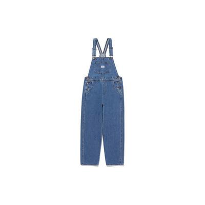 Levis Solid Color Button-Strap Pocket Straight Loose Mid-Waist Overalls Women Bottoms Indigo 85315-0022