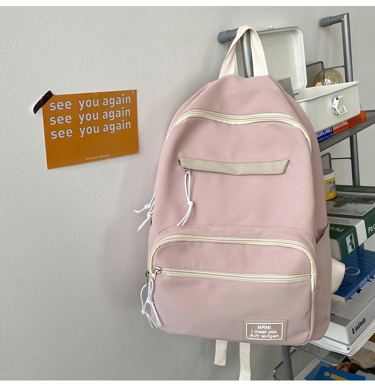 Schoolbag women's large-capacity Korean version of junior high school backpack ins wind simple foreign style solid color backpack children's backpack
