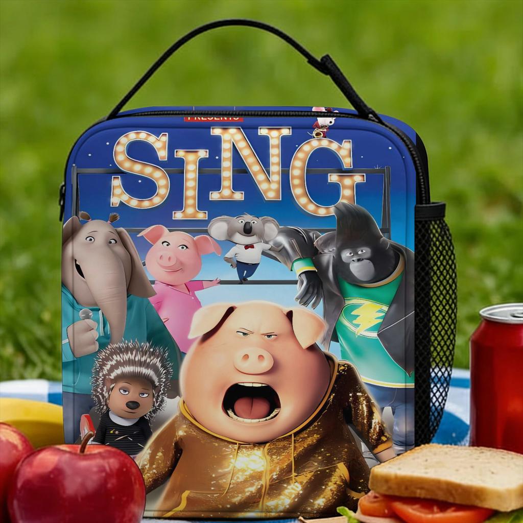Sing Movie Characters Lunch Bag Travel Lunch Box For Men Cute Graphic Thermal Lunch Bags Oxford Convenient Cooler Bag