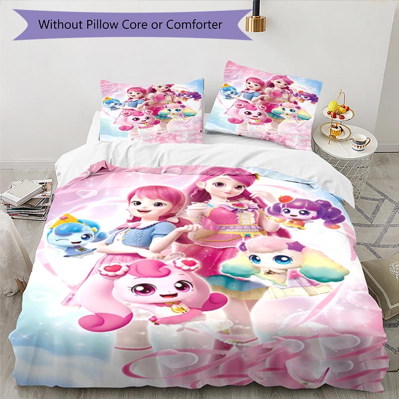 3pcs Magic Sweethear (4) Design Cover Set - HD Printed Bedding with 1 Cover and 2 Pillowcases - Perfect for Home and Dorm Decor