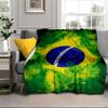 Brazilian Flag Artwork Blanket Flannel Blanket for Bed, Sofa, Camping, Hiking, Picnic Essentials, Gift for Family Fan Gifts