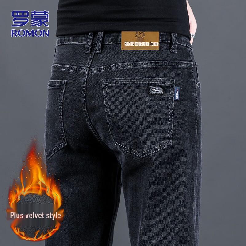 ROMON Men's Business Casual Straight Jeans