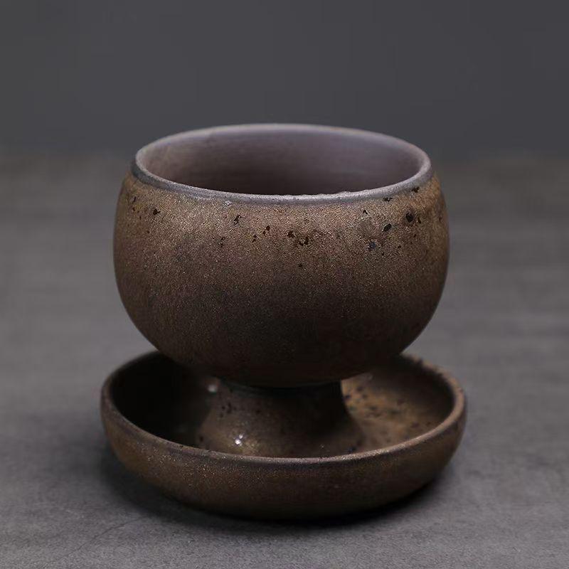 Keqi Retro Handcrafted Ceramic Coffee Cup & Saucer Set for Home & Office Tea