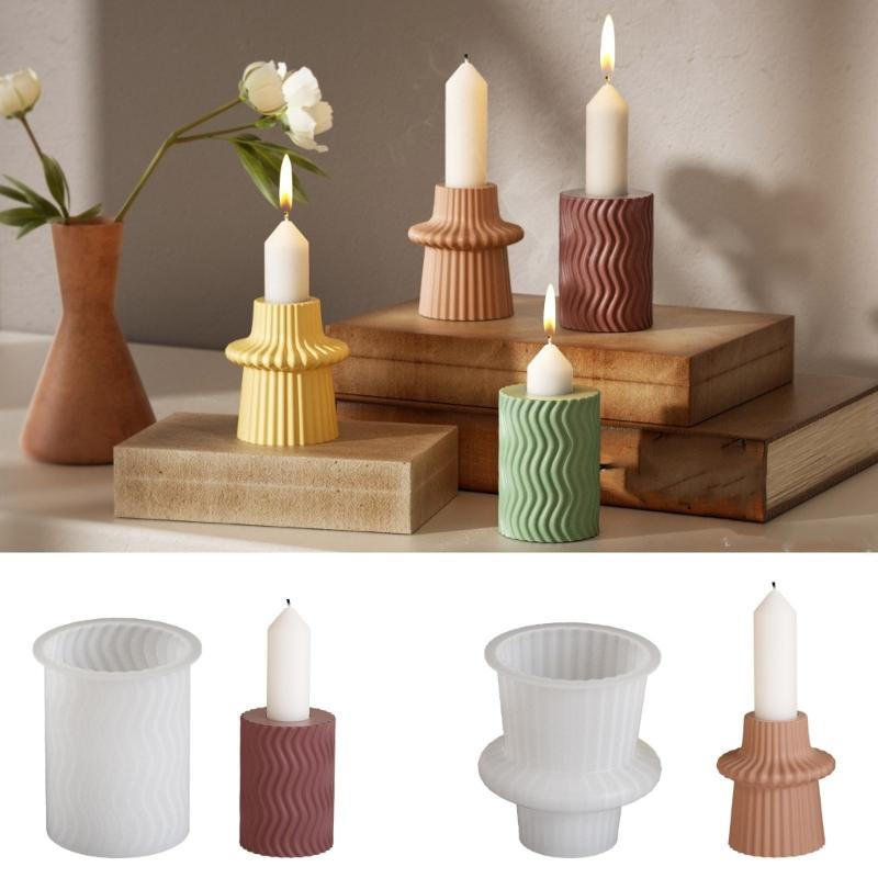 Creative Candle Holders Silicone Molds Premium Silicone Mold For Individualized Striped Candle Holder Ornament Creation