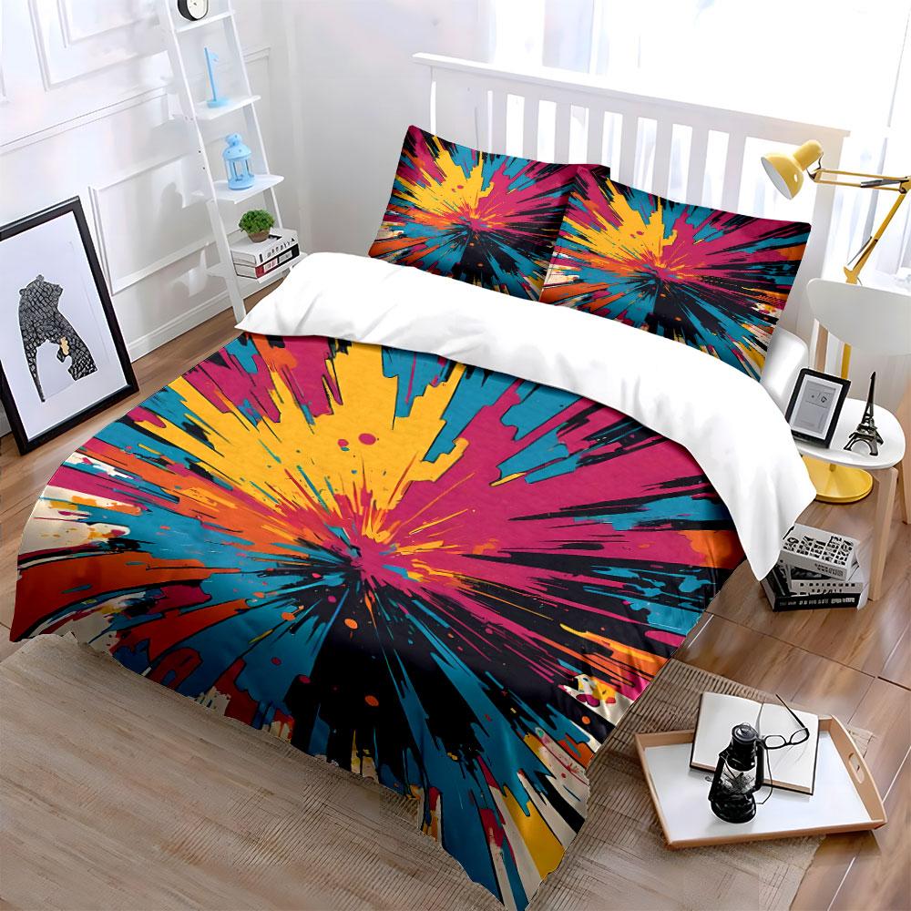 Colorful Explosion Burst Pattern. Bedding Sets Duvet Cover Sets Duvet Covers Pillowcases(1 * Duvet Cover 2 * Pillowcases Without Duvet Insert)