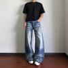 Herren Lockere Gerade Passform Ausgewaschene Jeans Lässige Vintage Gewaschene Weite Hosen Herbst