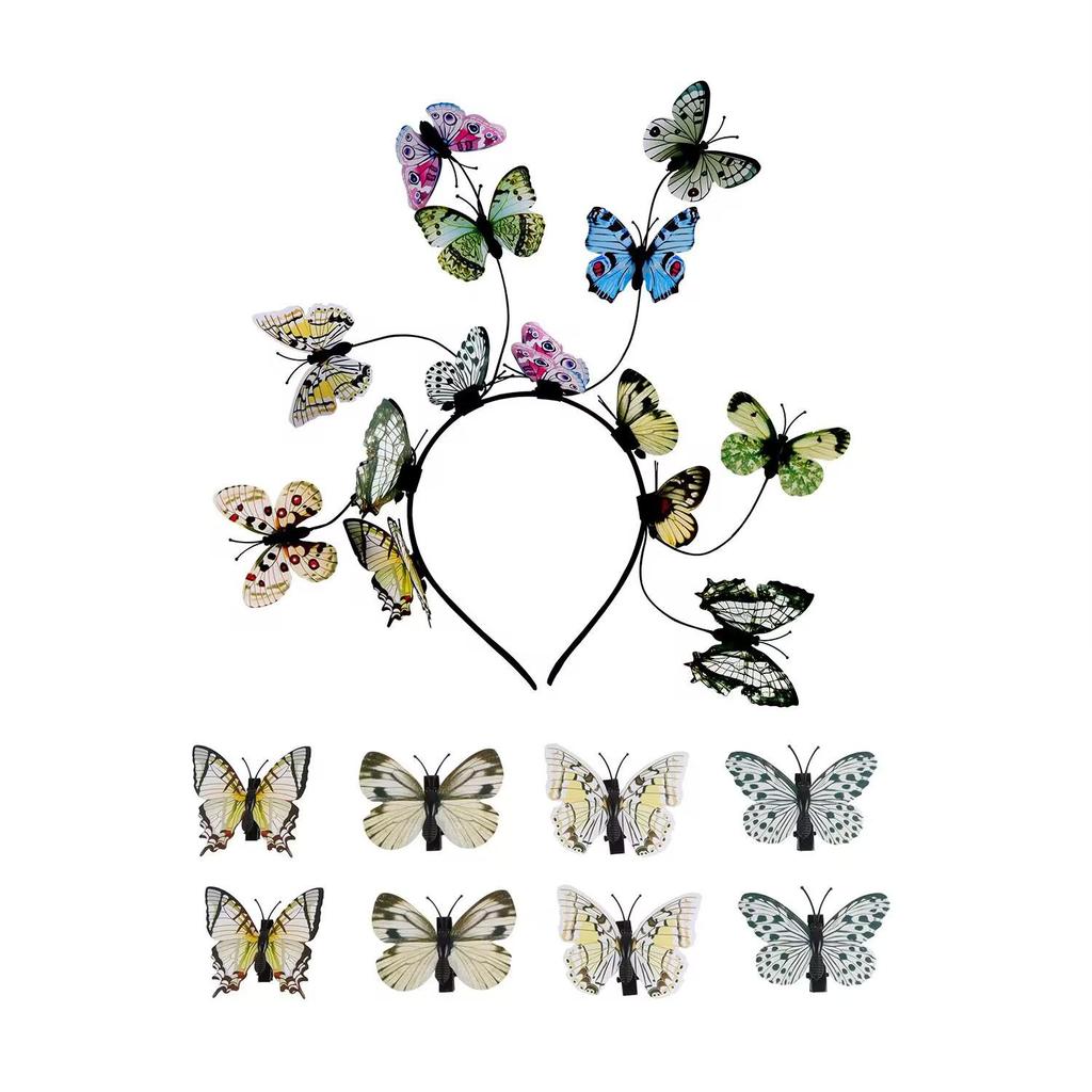 Elegant Korean-Style Bridal Floral Wreath Butterfly Headband