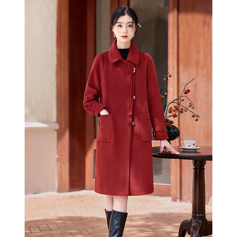 Shishui Nianhua Women's Red Wool Blend Coat