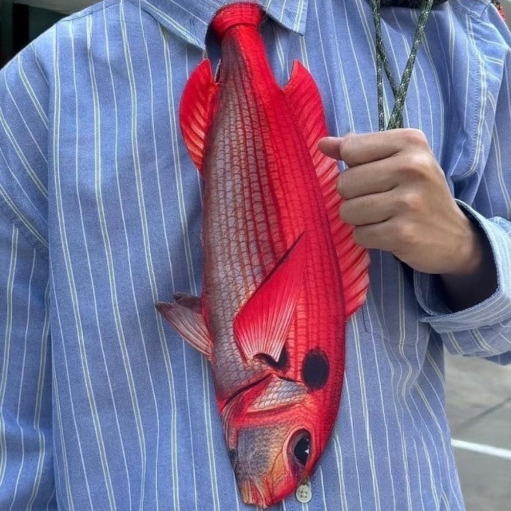Lifelike Fish-shaped Tie Cartoon Creative Novelty Necktie Fashion Animal Pattern Tie Special Event