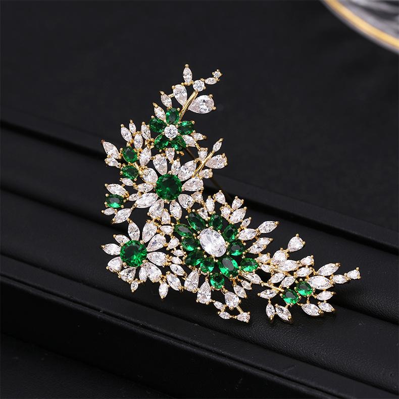 Mode Luxus Zirkonia Blume Brosche Anzug Broschen Anstecknadel Damen Schal Knopf Schmuck Geschenk XR05450