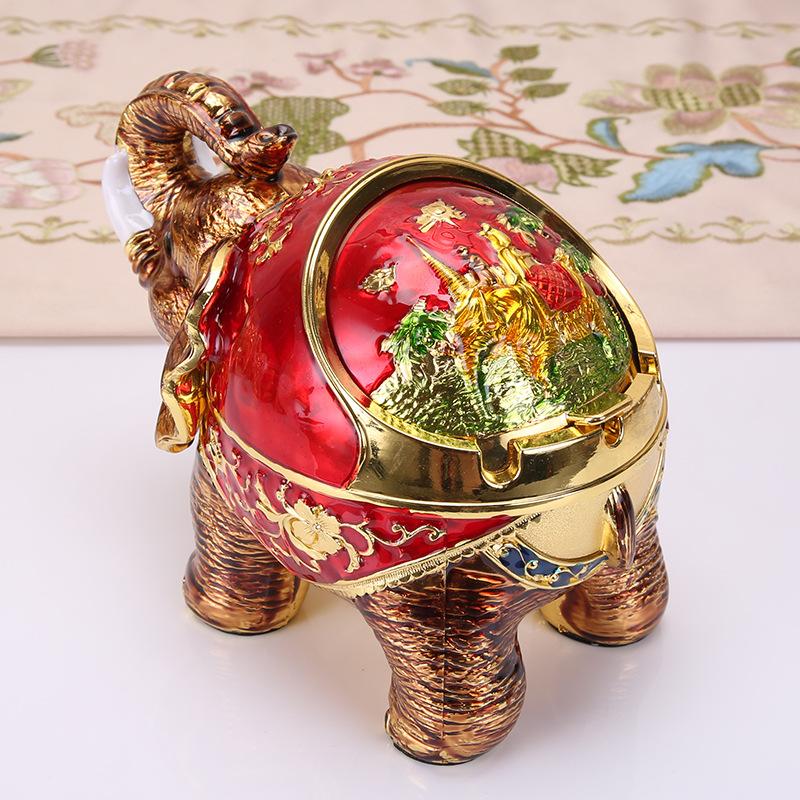 European retro elephant ashtray creative personality trend spherical metal cover multi-functional office home living room