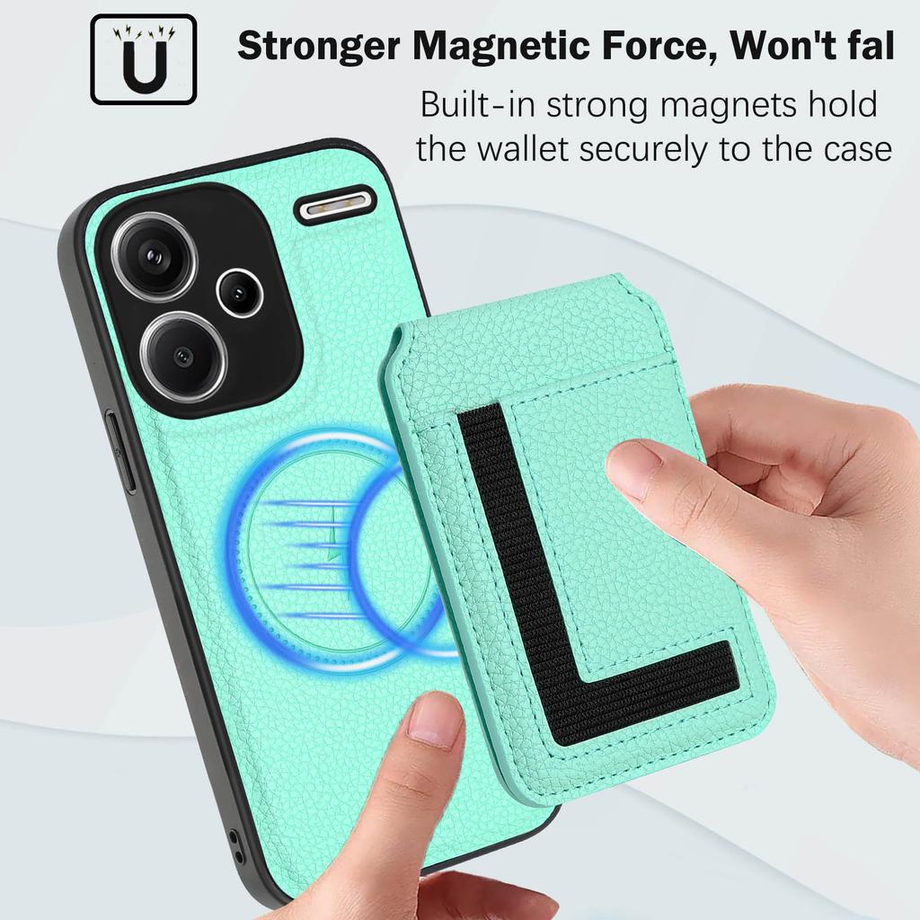 For Xiaomi Redmi Note 13 Pro+ 5G Magnetic Case TPU+PU Leather Phone Back Cover with Detachable Card Holder