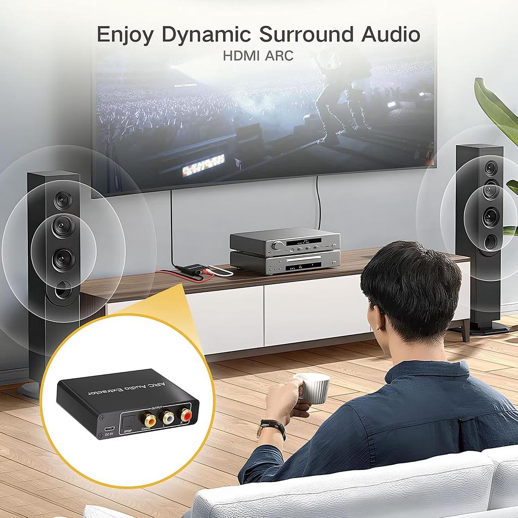HDTV ARC Audio Extractor Converter HDMI ARC In To SPDIF Coaxial Optical RCA Stereo Audio Output Adapter