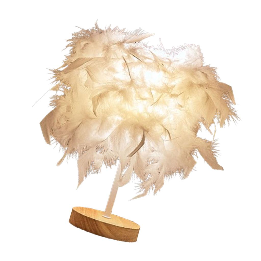 Feather Table Lamp Light Luxury Bedside Lamp Night Light for Bedroom Living Room Party Wedding
