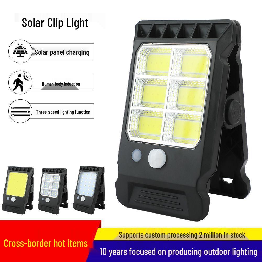 Solar Smart Sensor Clip Light for Outdoor Courtyard & Balcony, No-Drill, 6-Grid