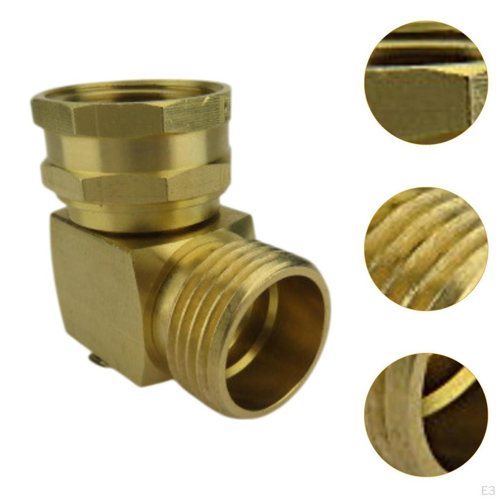 90 Degree Solid Brass Hose Connector 3/4" Ght Pipe Fittings Rotatable Garden Adapter for
