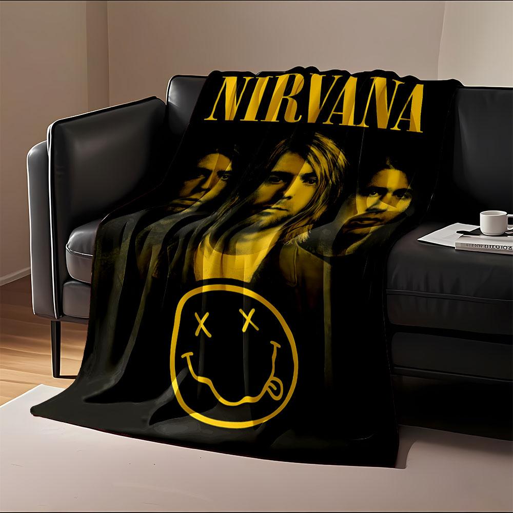 Nirvana Band Graphic Blanket print blanket soft and cozy perfect for the living room bed sofa or a nap,gift